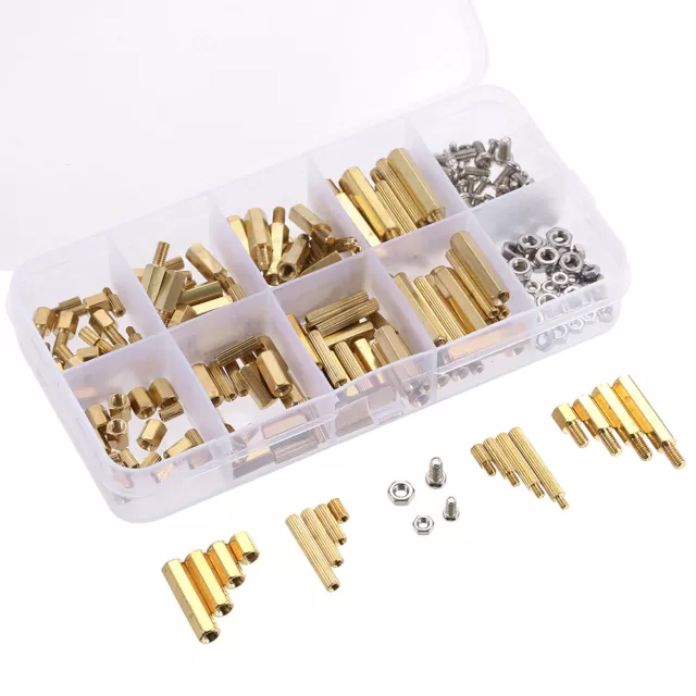 240PCS M2  Screws Threaded Standoffs Male Female Brass Standoff Spacer G4Z2