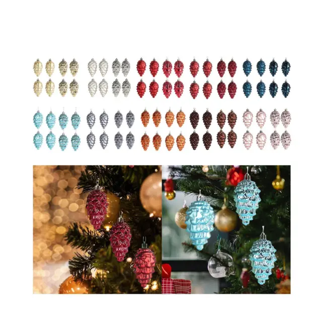 8x Christmas Pendant Tree Decorations, Pine Cones Christmas Pendant for