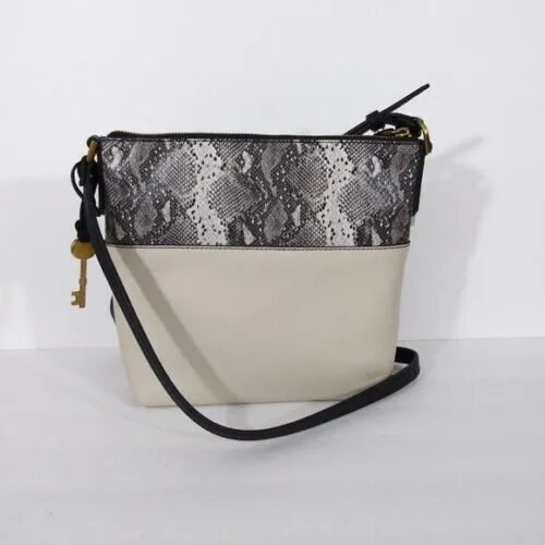 Fossil Amelia Python White Leather Crossbody Handbag SHB2303874 NWT $168 MSRP