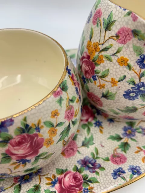 Royal Winton Grimwades OLD COTTAGE CHINTZ Sugar Bowl Creamer Tray Vintage 4
