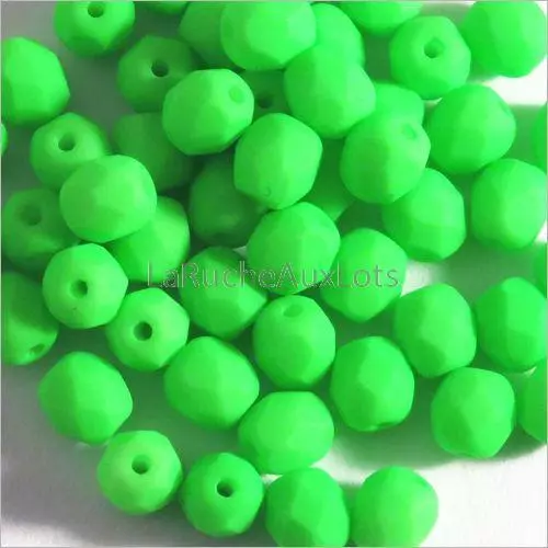 Lot de 50 Perles Facettes en Verre de Bohème 4mm Vert Fluo