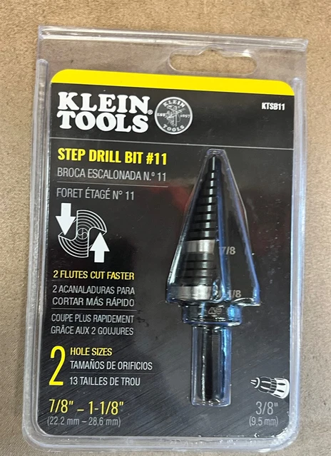 Klein Tools KTSB11 ~ 1.125 in. High Speed Steel Double Flute Step Drill Bit #11