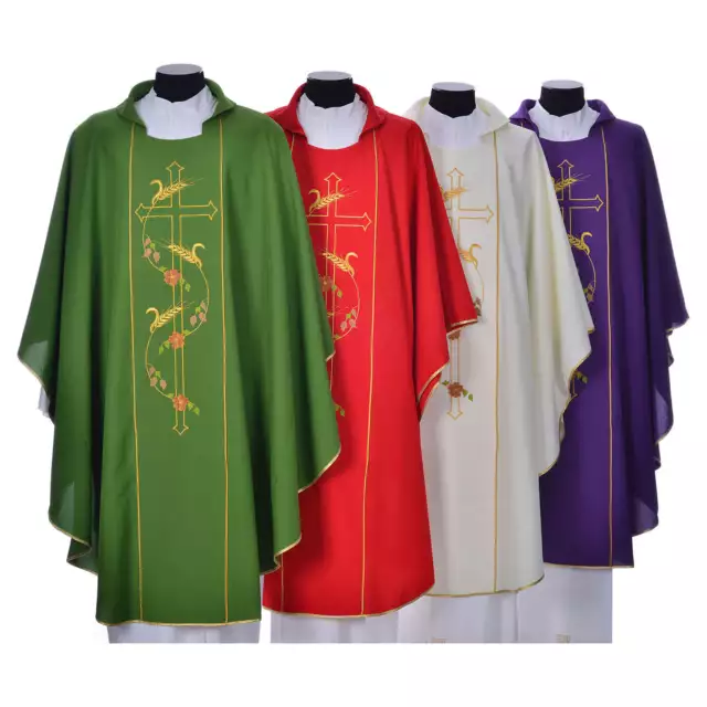 Casula sacerdotale 100% poliestere croce spighe