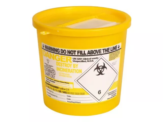 Sealey Sharps Bin Box 2.5L Safe Storage Waste Disposal Container SSP250