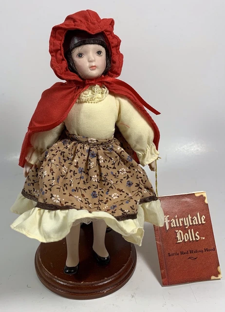 Little Red Riding Hood Doll Porcelain Doll w/Stand Russ Fairytale Vintage