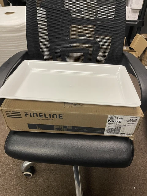 (20 Pack) Fineline RC473.WH (18x12”) White Plastic Rectangular Catering Trays