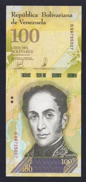 2017 P 100b SDF UNC-C-C-07 Banknotes Venezuela 100000 Bolivares