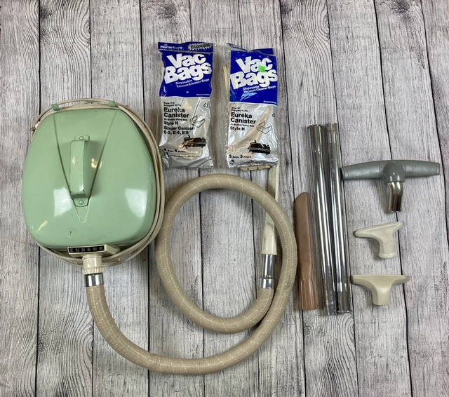 VINTAGE EUREKA CANISTER Vacuum Model 500 Seafoam Mint Green Teal 50s