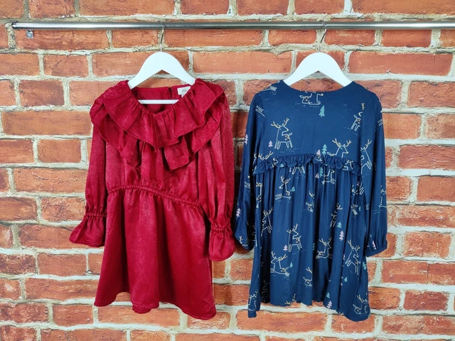 Girls Bundle Age 4-5 Years River Island M&S Long Sleeve Dress Christmas 110Cm
