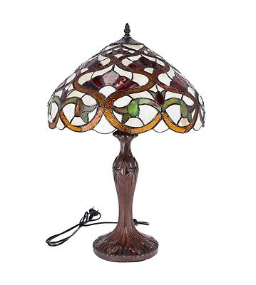 Lampada da tavolo in stile tiffany base in lega e vetro realizzato a mano 62 cm