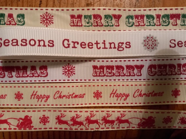 10 metres 16mm CHRISTMAS RIBBON BUNDLES 5 x 2M GIFT WRAPPING CRAFTS lot 304