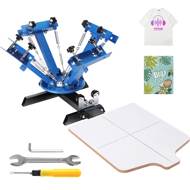 VEVOR Macchina Stampa Serigrafica Fai-da-te 4 Colori 1 Tavola Stampante 54x45cm
