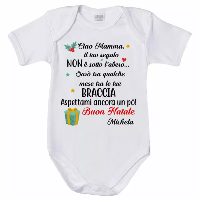 Body neonato personalizzato con nome mamma il tuo regalo sarà tra qualche mes...