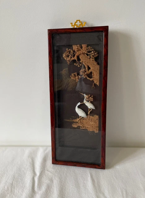 Paire De Cadres Anciens Sous-verre Avec Oiseaux En Ailes De Papillons - Motif Animal, Art Africain