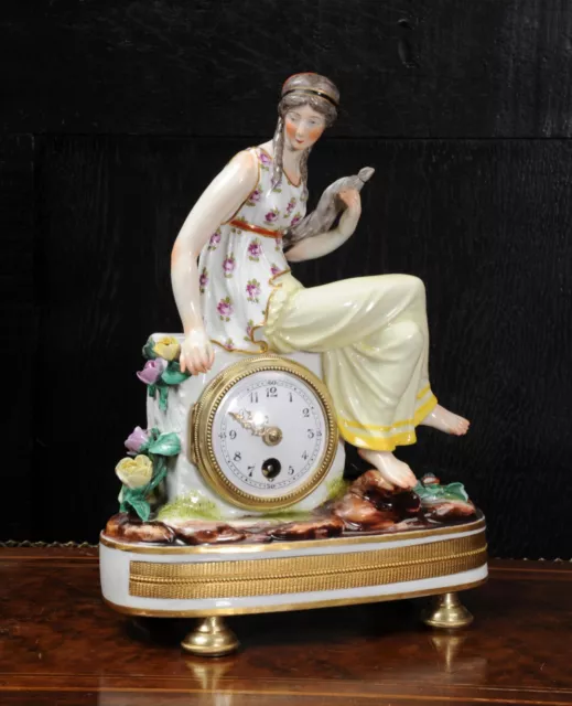 Rare Vienna Porcelain Boudoir Clock C1880   .
