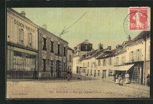 CPA Ecouen, Rue de l´Eglise, vue de la rue im Ort 1913