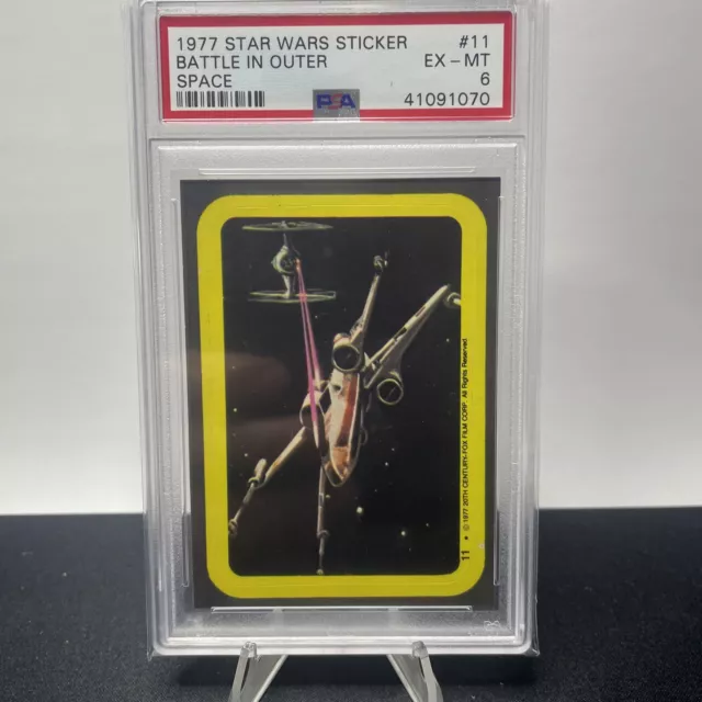 1977 Topps Star Wars Sticker #11 "Battle In Outer Space" Psa 6 Ex-Mt