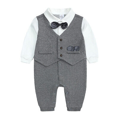Newborn Infant Baby Boys Romper Jumpsuit Formal Bodysuit Gentleman Outfits Suit