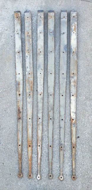 HUGE Antique Hand Forged 98" Barn Door Belt Strap Hinges Wrought Iron Blacksmith 2
