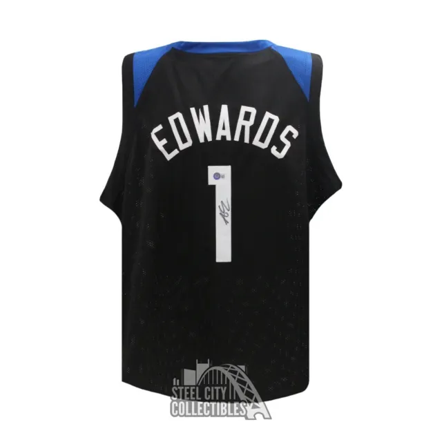 Anthony Edwards Autographed Minnesota Custom Black Basketball Jersey - BAS