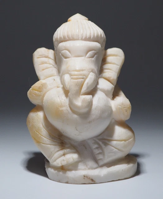 Antique Burmese Wood Stone Large Lord Ganesh Carved Amulet Hindu  Statue
