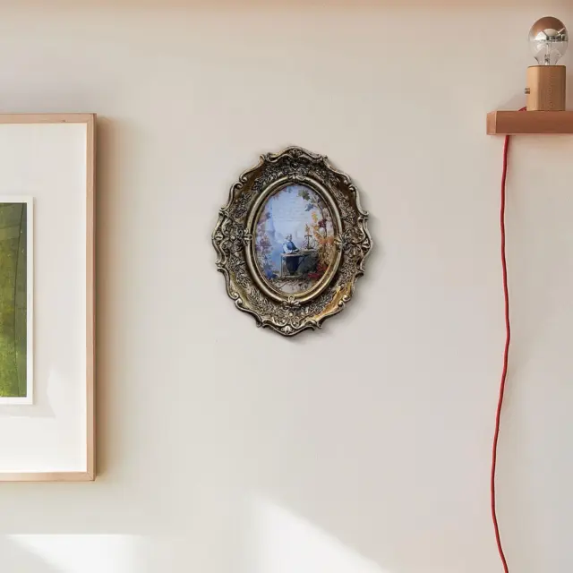 Cadre photo en résine, porte-cartes, cadre photo floral en relief avec chevalet