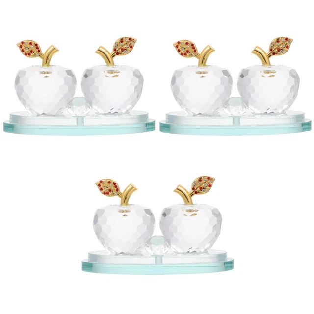 3 Pcs Kristall-Apfel-Ornament Glasfigur Weihnachtsfigur Skulptur 2