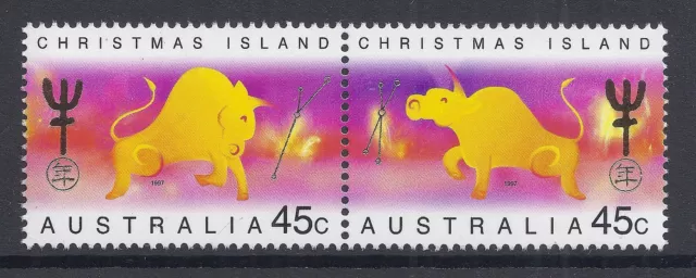 1997 Christmas Island Year Of The Ox Set Of 2 Fine Mint Mnh/Muh