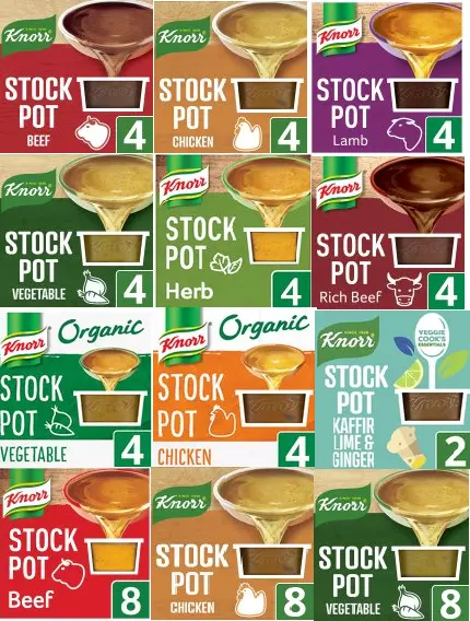 Knorr Stock Pots Chicken, Beef, Lamb, Vegetable, Organic, Rich Beef 4 + 8 Packs