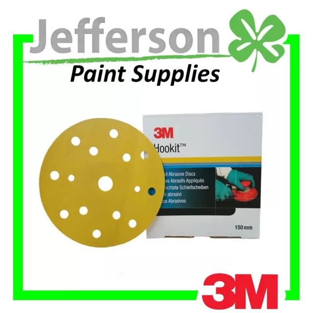 3M 36122 120 Grit 150mm 6" 236U Hookit Gold 15 Hole Sand Paper Discs x100 Pack