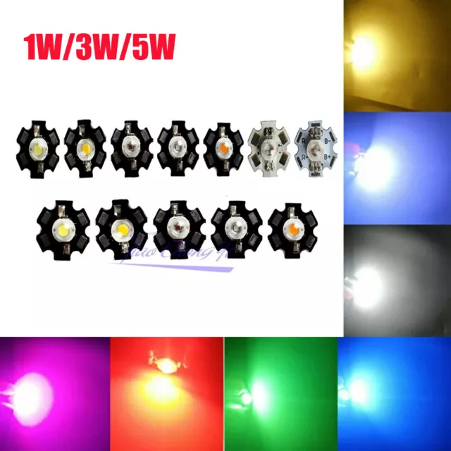 1W 3W Watt High Power LED SMD Chip UV White Blue Deep Red RGB Beads 20mm PCB