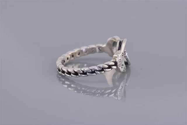 Silver Phantom Sterling Silver Handcuffs Linked Band Ring 925 Sz: 8 3