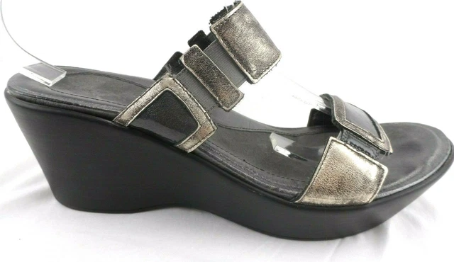 Naot Grey Pewter Double Strap Slide Wedge Sandal EU 41 US 10-10.5 MSRP $180 2