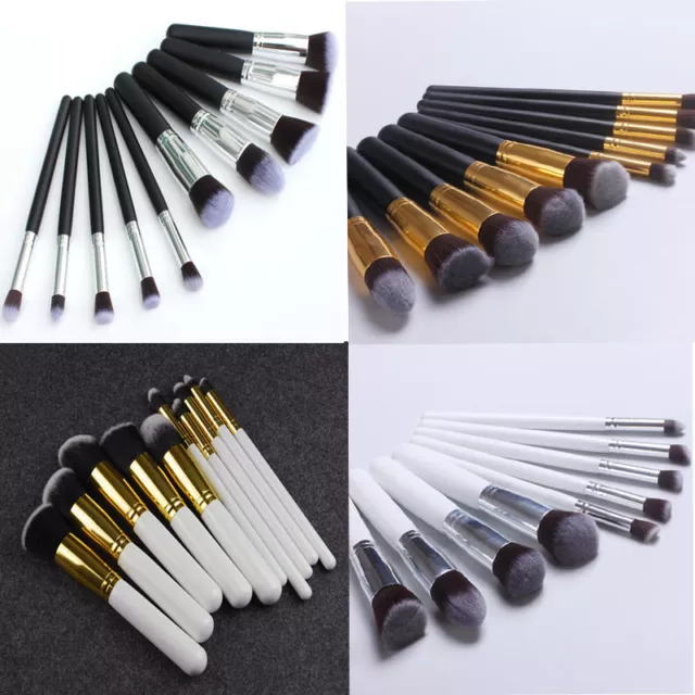 10pcs Kabuki Stil Professionell Make-Up Pinsel Set Make-Up Rouge Gesichtspuder