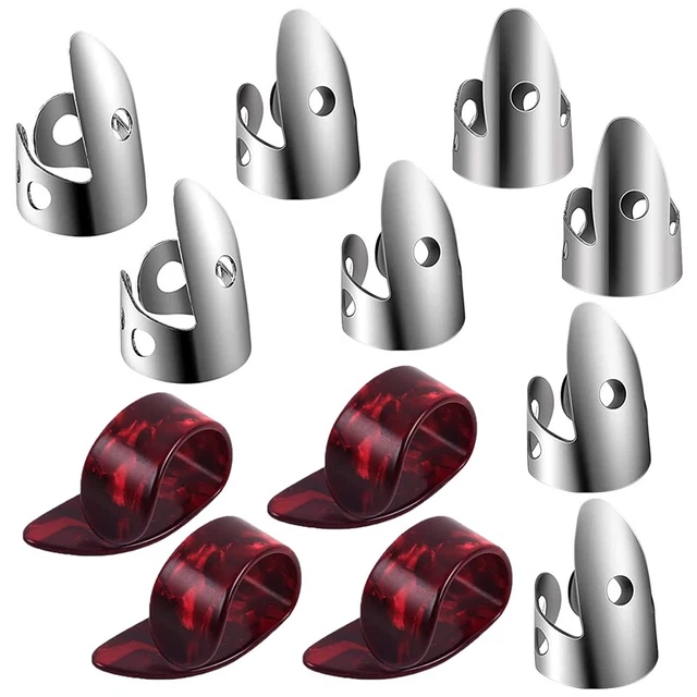 Adjustable Finger Thumb Picks Set Includes 8Pcs Stainless Steel Finger Pick Z9X8