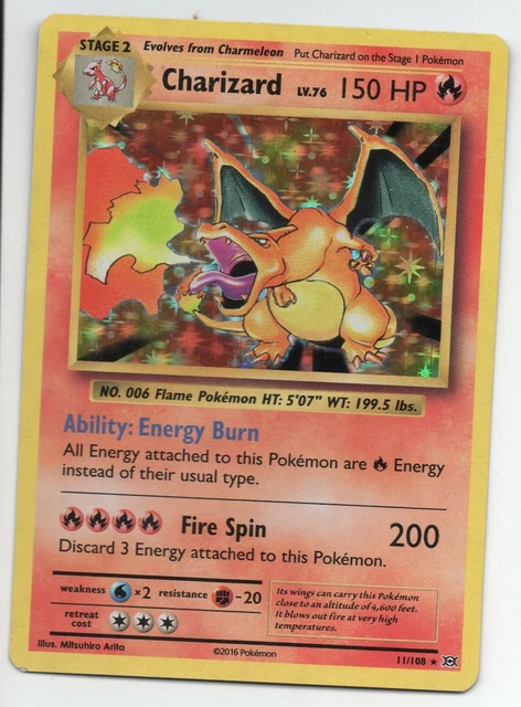 Charizard - XY Evolutions Set - 11/108 - Holo  - Pokemon Card - Heavily Played