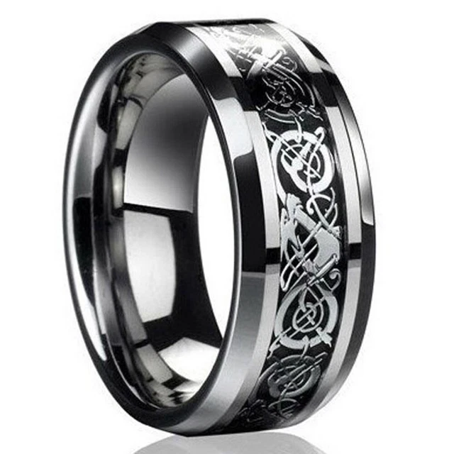 Fashion Men Celtic Dragon Carving Titanium Steel Wedding Band Ring Jewelry Gift
