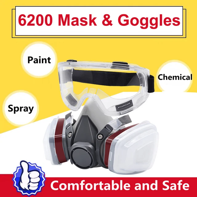 Half Face Gas Mask Dual Filter Cartridge Work Safety Chemical Respirator Glasses
