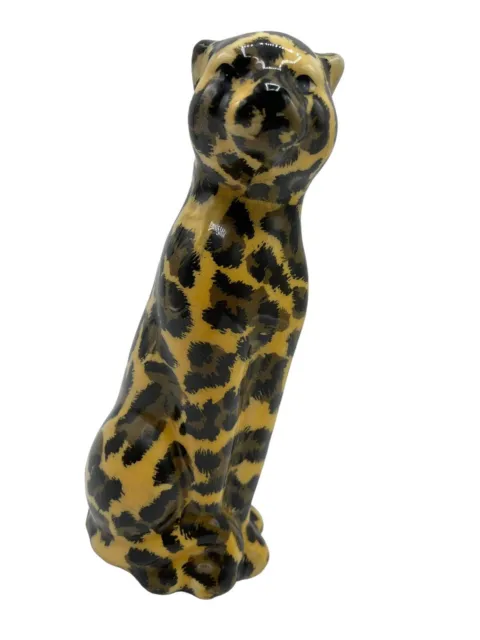 La Vie Safari Patchwork Ceramic Animal Print Big Cat Figurine Cheetah 8” Statue