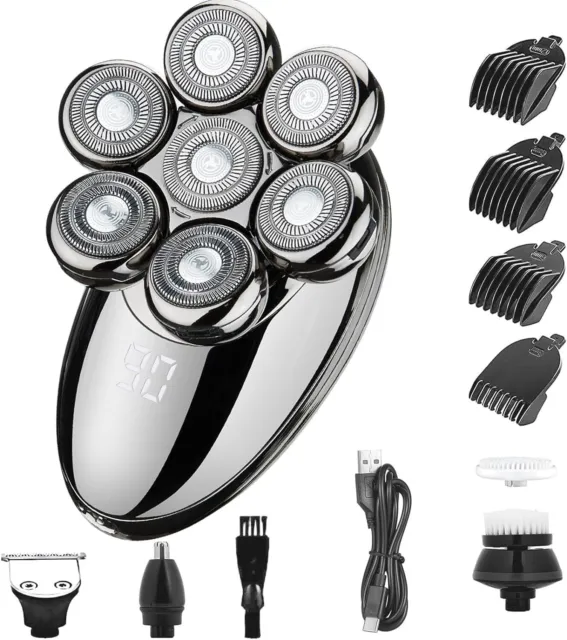 5-in-1 Shaver Cordless Hair Trimmer Bald Head Razor Electric For Men Wet Dry 7D