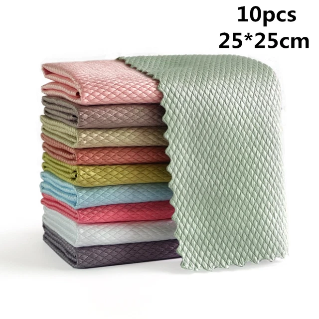 10 pcs Nanoscale Streak-Free Miracle Cleaning Cloths Reusable Kitchen Rag