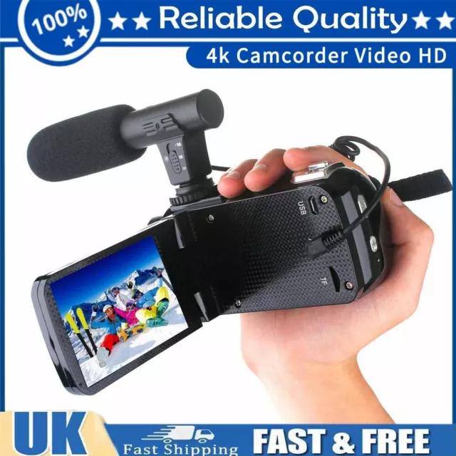4k Camcorder Video HD Digital Camera Full  w/ Microphone Vlogging for YouTube
