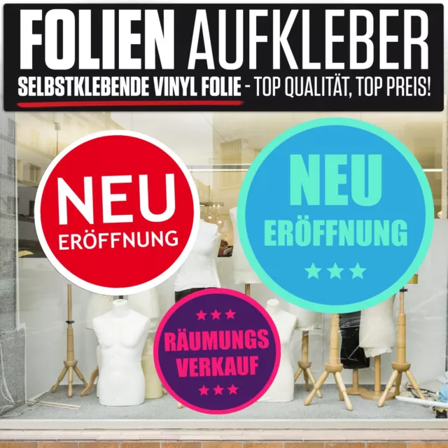 Aufkleber Folie "Neu 2-Farben" 6 Motive Auswahl Rabatt Schaufenster Beschriftung