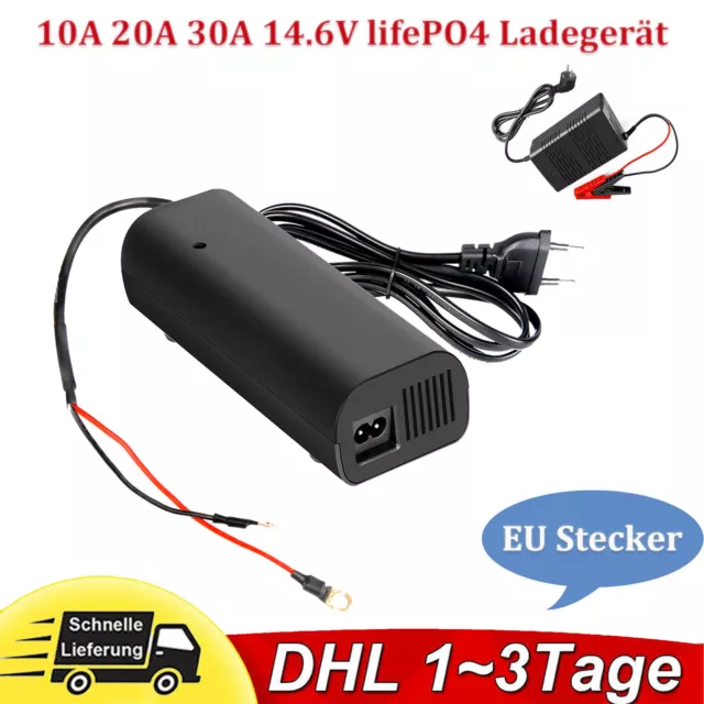 LiFePO4 14.6V 10-30A Ladegerät für 12V Lithium Deep Cycle wiederaufladba Akku