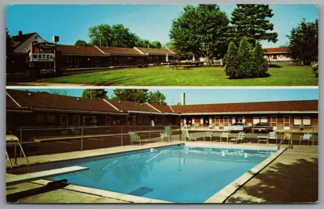 LaFrance Terrace Motel Sault Ste Marie MI c1970s Dual View Swimming Pool