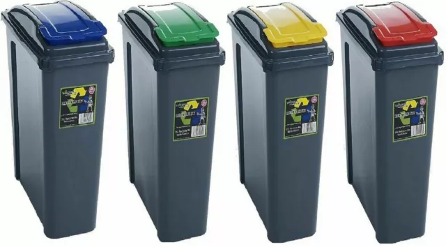 Plastic Recycle Bin Lift Top Lid 25L Rubbish Dustbin Kitchen Garden Waste Bin