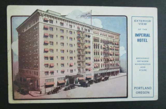 Exterior View Imperial Hotel Portland OR Unposted Pre Linen Postcard