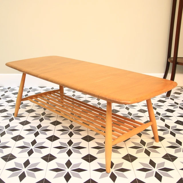 ERCOL COFFEE TABLE in Light Ash Mid Century Magazine Rack 1970s £475.