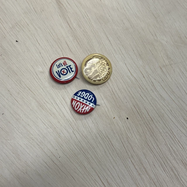 Vintage Pinback, Political Buttons, Lot Of 3