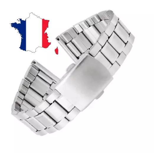 Bracelet de Montre gris Remplacement acier inoxydable 18-20-22mm réparation fr